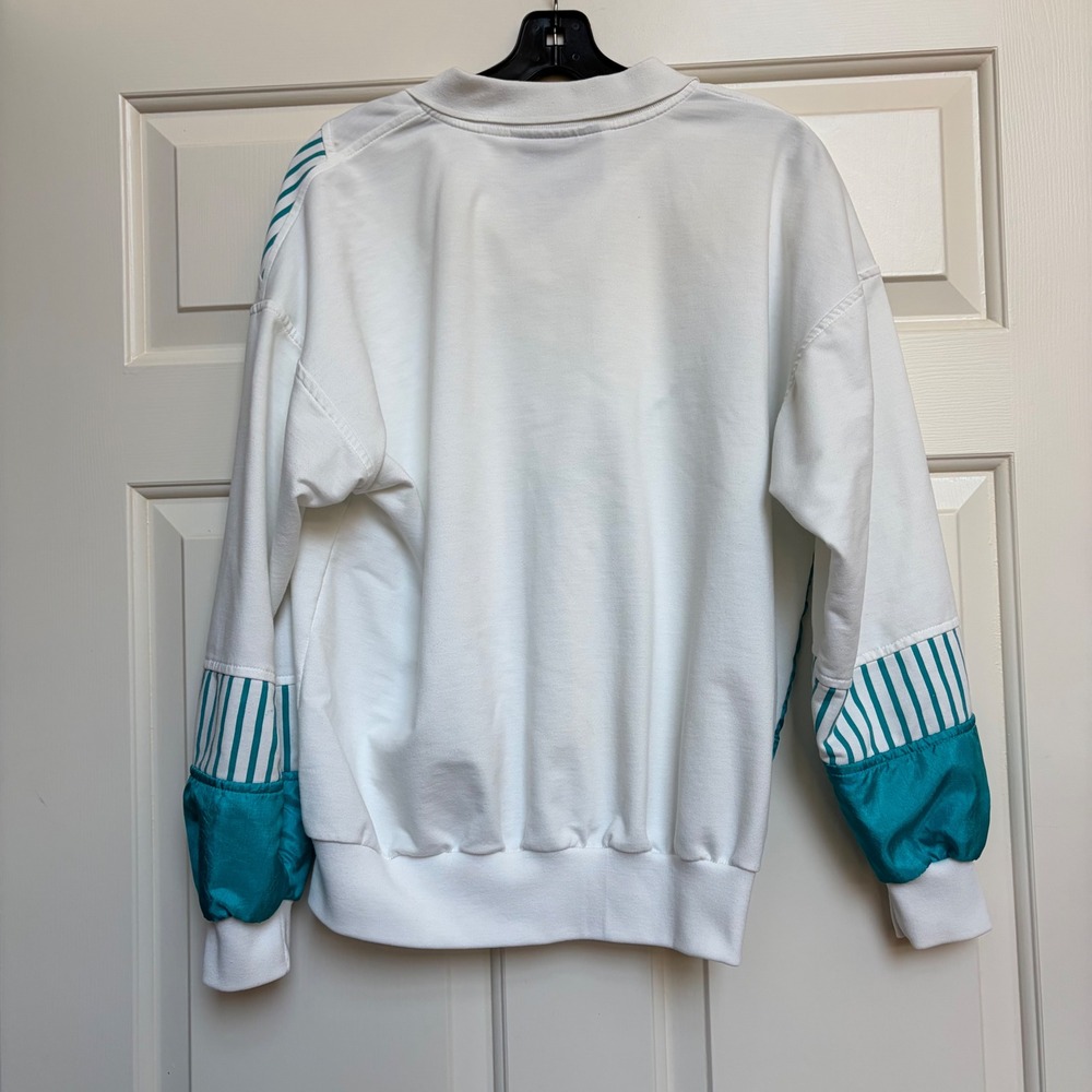 Vintage 80s San Francisco Sport Mazzella Teal Colorblock Pullover Sweatshirt M - Picture 13 of 16